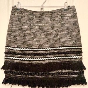 Black & White Fringe Mini Skirt